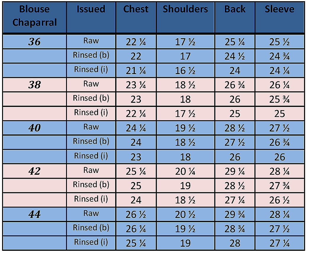 Indian Blouse Size Chart