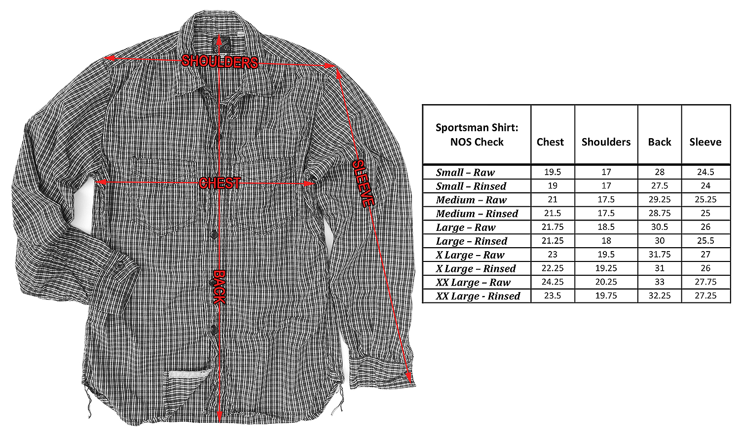 Tailored Sportsman Size Chart