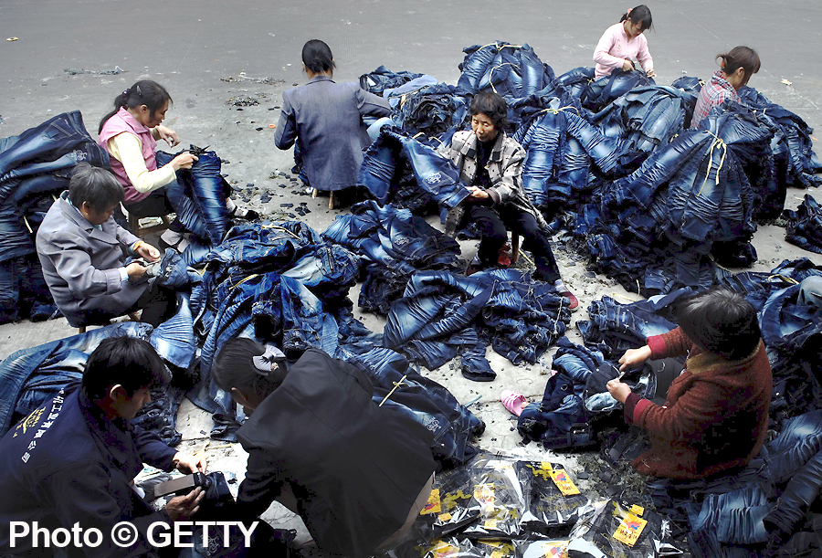 Denim Industry workers at Dadun Village, China (Photo by China Photos/Getty Images 2009)