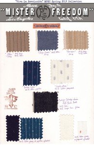 Spring 2013 Fabrics swatches ©2013 Mister Freedom®