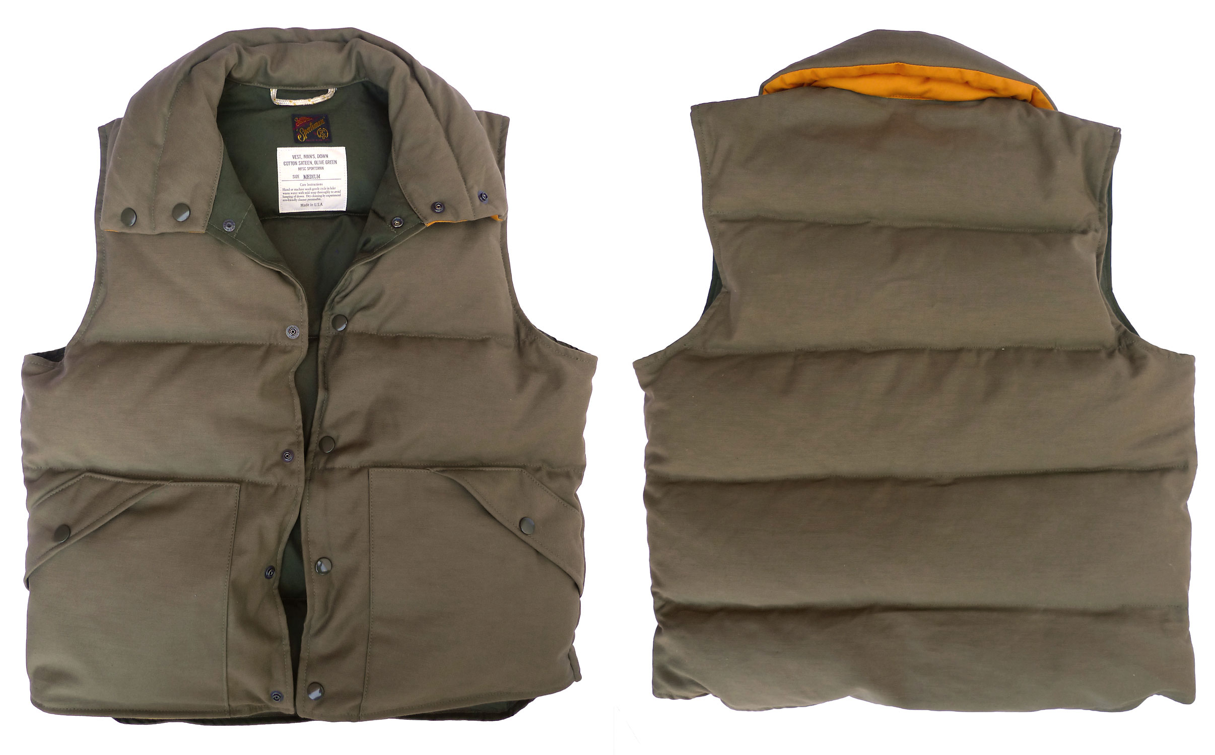 Vest, Man's, Down, Cotton Sateen, OG-107 , Fall 2014. Made in USA 